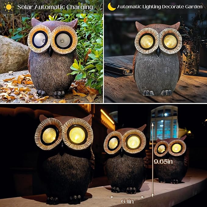 DKJOCKY Owl Gifts for Women, Solar Owl Decorations for Yard, Garden Oranments Outdoor Gardening Gifts for Birthday Christmas for Women Mom Grandma Wife