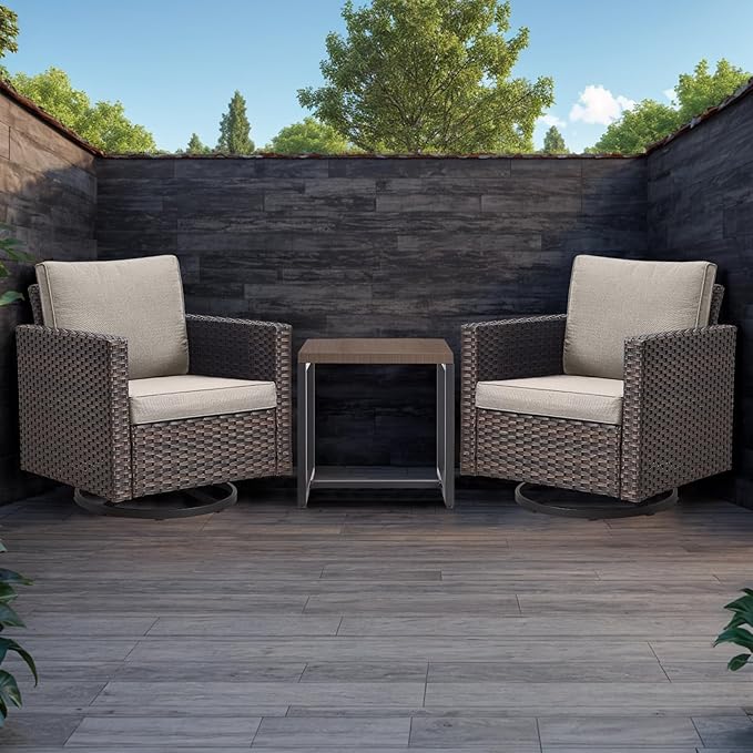 Patio Tables Outdoor Coffee Table - Steel Side Tables End Table for Proch Deck Balcony Garden Squre Brown Tabletop