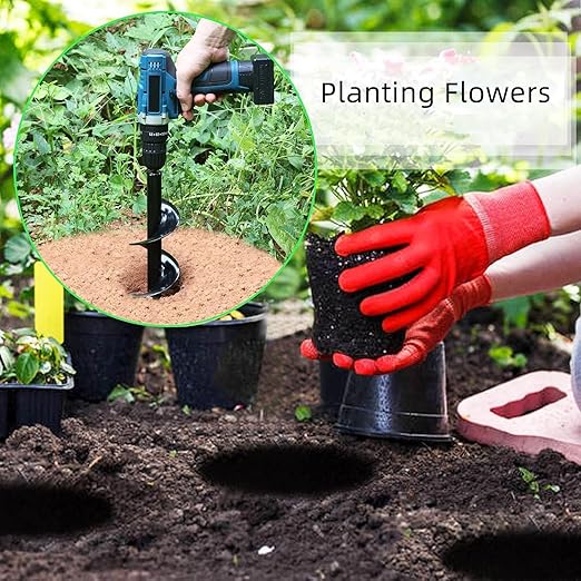 Garden Auger Drill Bit for Planting Set-1.6x16‘’ & 3.54x15.7'',Ground Earth Spiral Drill Bit for 3/8" Hex Drive Drill, Yard Auger Drill for Bulbs Planting, Hole Digger Flowers,Umbrella Holes