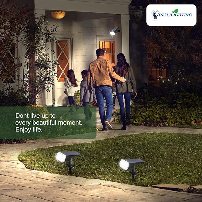 DINGLILIGHTING Solar Lights Outdoor Waterproof: IP65 Led Spot Light Decorations for Garden - 3 Lighting Modes Solar Powered for Yard - Dust to Dawn Uplighting Landscape Pathway Drive Patios 4PC White