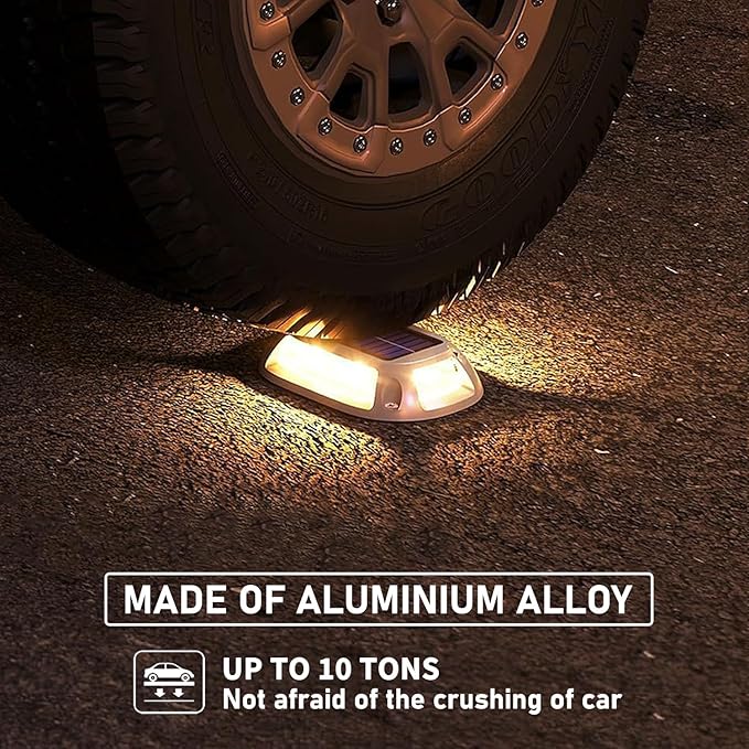 Solar Driveway Lights Dock Deck Lights 4 Pack, 9 Colors in 1, LED Driveway Markers Deck Lights IP68 Waterproof Outdoor Solar Powered Warning Step Lights for Pathway RGB