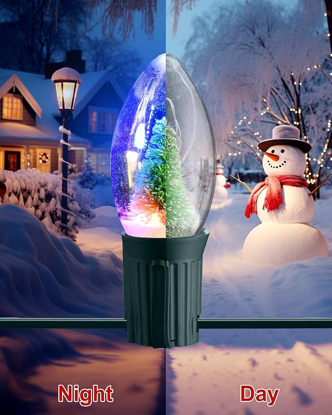 VCOKEN Christmas Pathway Lights Outdoor, 24.5FT Connectable C9 Christmas Lights with 20 LED and Stakes, Multicolored Waterproof C9 Christmas Walkway Lights Outdoor Decorations for Lawn Yard Sidewalk