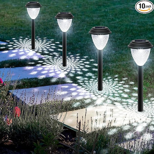 GOODFOEVER Solar Pathway Lights Outdoor, 10 Pack Solar Lights Outdoor Waterproof for Outside, Garden Decor for Yard, Patio, Landscape, Planter, Walkway, Driveway
