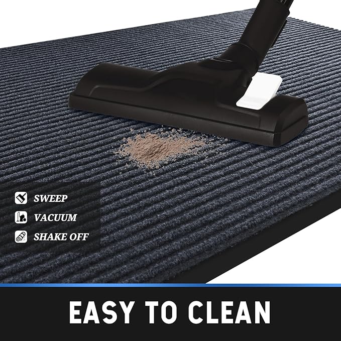 fani 2 PCS Heavy Duty Large Outdoor Indoor Entrance Doormat Grey Waterproof Low Profile Entrance Rug Front Door Mat Patio Anti-Skid Rubber Back, 35x60 inch (Grey)