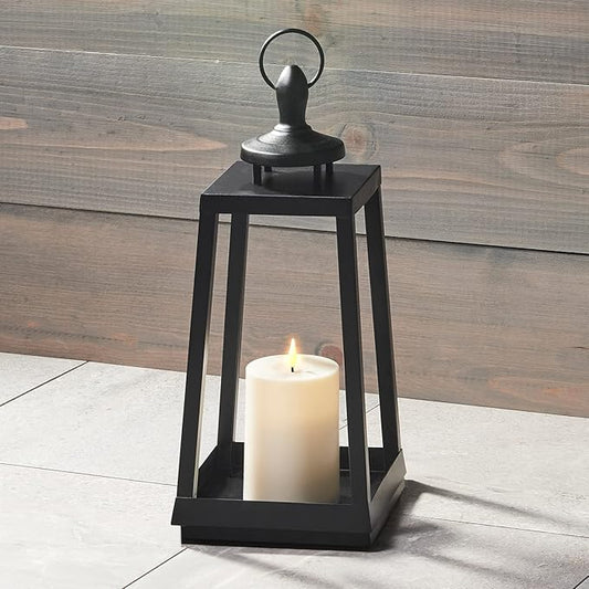 LampLust Black Lanterns Decorative Outdoor Lantern, 13 Inch Black, Battery Powered, Metal with No Glass, Indoor Outdoor Lanterns for Patio Waterproof, Spring Front Porch Floor Patio Home Decor