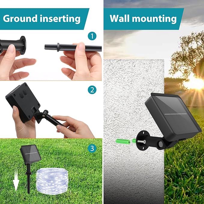 kolpop 6 Pack Solar Fairy Lights Outdoor, 32FT 80LED Solar Powered Twinkle Light Waterproof, 8 Mode Copper Wire Solar Tree Lighting for Outside Garden Yard Decorative (Cool White)