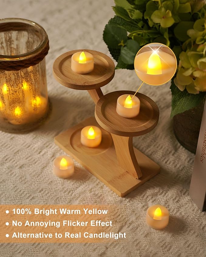 BEICHI Flameless Candles, 12Pack Battery Operated Candles, LED Tea Lights Candles Battery Operated, Flickering Fake Candles for Wedding Halloween Christmas Diwali- Warm Yellow