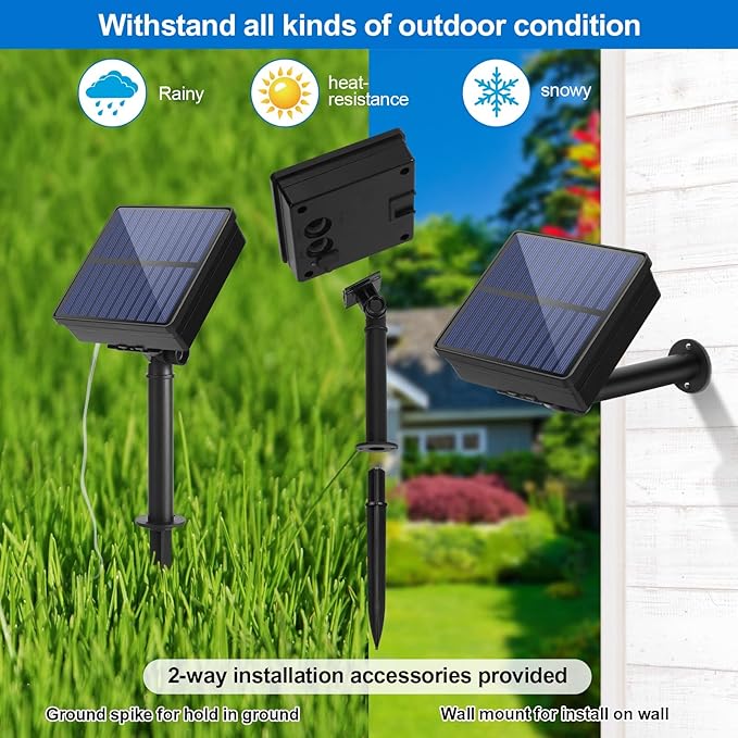 IMAGE Solar Curtain Lights 8 Modes 9.8x9.8 Feet Solar String Lights for Wedding Party Home Decoration Backdrops Full Waterproof UL Safety Standard Warm White
