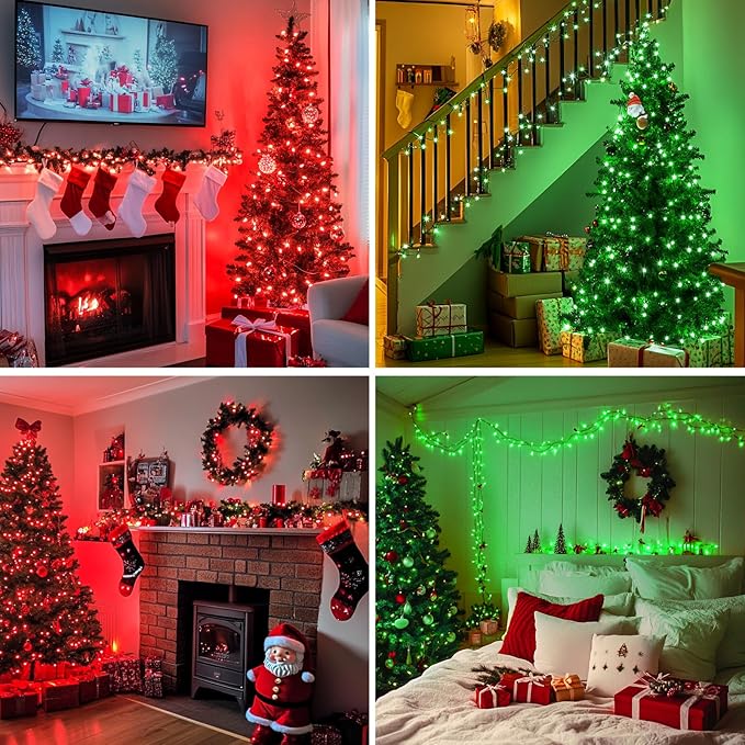 JMEXSUSS 173ft 500 LED Christmas Lights Outdoor, Red and Green Christmas String Lights with Remote, Color Changing Christmas Tree Lights Plug in for Indoor Party Halloween Christmas Decor