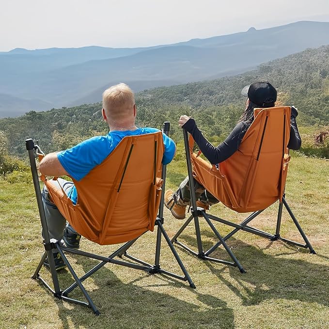 Timber Ridge Hammock Camping Chair with Adjustable Backrest, Heavy Duty Folding Hammock Chair Supports 300lbs, Portable Hammock Chair for Camping, Travelling and Patio, Orange