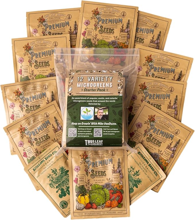 12 Variety Pack Microgreens Seeds Kit - Broccoli Seeds for Sprouting Plus Purple Radish Seeds, Beet, Sunflower Microgreens Seeds, Peas, Shiso, Cilantro, Beet, Pak Choi, Korean Shiso, Cress & More