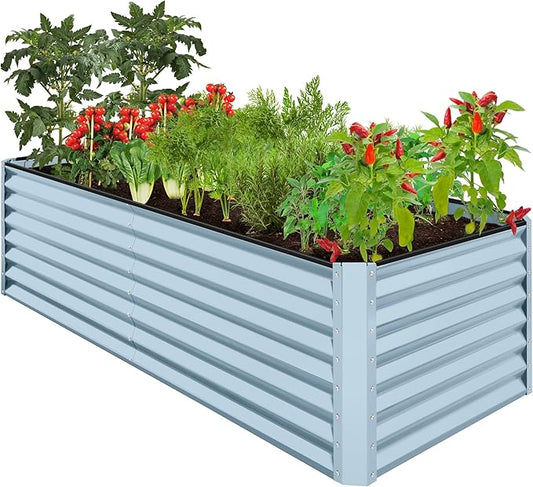 Best Choice Products 8x4x2ft Outdoor Metal Raised Garden Bed, Deep Root Planter Box for Vegetables, Flowers, Herbs, and Succulents w/ 478 Gallon Capacity - Mist Blue