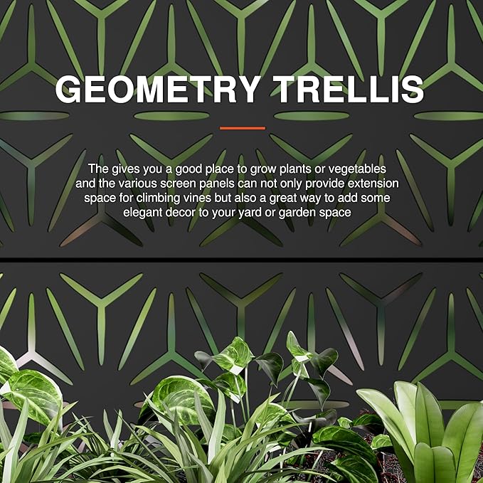 Casaphoria Metal Raised Garden Bed with Trellis and Wheels, 72"x47"x16" Planter Box for Climbing Plants, Vegetables & Vines, Features Drainage Holes and Privacy Screen (Black-Star)