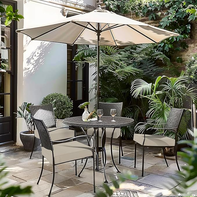 Favoyard Patio Chair Cushions 18.5 x 16 x 3 Inch Waterproof Outdoor Seat Cushions for Patio Furniture 3-Year Color Fastness Garden Sofa Couch Chair Pads with Handle & Adjustable Straps Set of 2, Beige