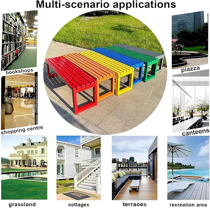 Weatherproof Metal Dining Bench, Outdoor Bench Backless Patio Bench 2-Person Farmhouse Bench Garden Bench for Kitchen, Living Room, Entryway(Yellow,59in)