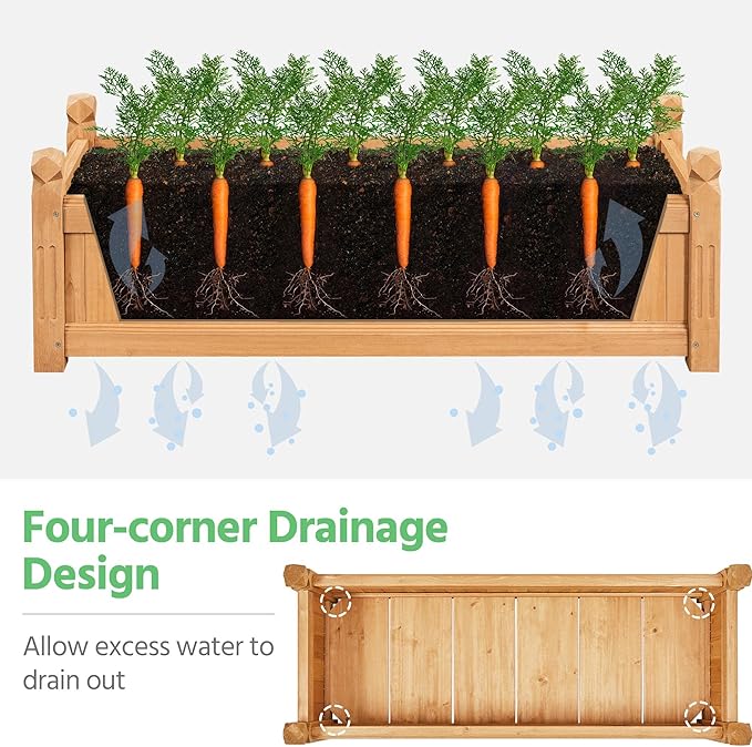 Yaheetech 43.5″ L×16″ W×14″ H Wooden Raised Garden Bed, Horticulture Wood Rectangular Garden Planter Outdoor, Raised Planter Box for Yard/Greenhouse/Vegetable/Flower/Herbs, Light Brown