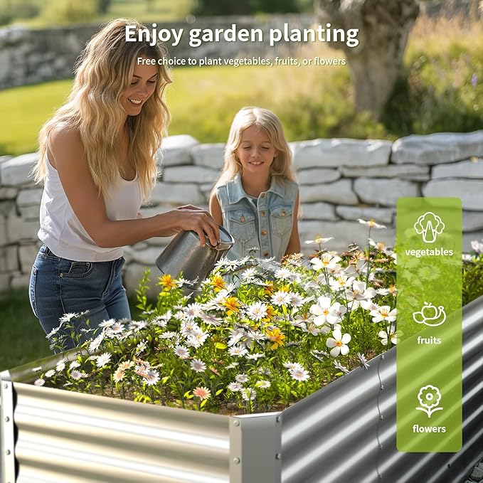 6X2X1FT-2P Galvanized Raised Garden Beds Outdoor,Planter Raised Beds for Gardening, Vegetables, Flowers,Large Metal Garden Box,Deep Plant Flower pots Outdoor.