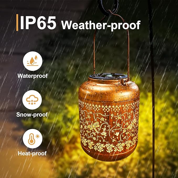 Dragonfly Solar Lanterns Outdoor Hanging Waterproof Dragonfly Garden Decor Christmas Gifts for Women Mom Grandma Metal Solar Lights Decoration Outside for Yard, Patio,Pathway Landscape