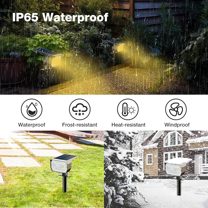 Outdoor Motion Sensor Spot Lights with 3 Modes, 4 Pack/56 LED 2-in-1 Auto On/Off Solar Landscape Lighting for Outside Yard, Wall, Garden, Pathway, Warm White