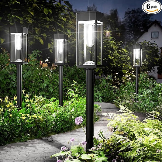 Solar Pathway Lights Outdoor,6 Pack Bright Solar Lights Outdoor,IP65 Waterproof Solar Garden Lights Solar Powered Landscape Lighting for Yard Patio Walkway Driveway Pathway (Cool White)