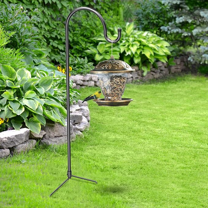 GOFORWILD Shepherd Hook 4 Pack Black, 33 inches Tall, Made of Premium Metal for Garden Decor, Plant Hanger, Lantern Hook, Solar Light Hanging, 7012