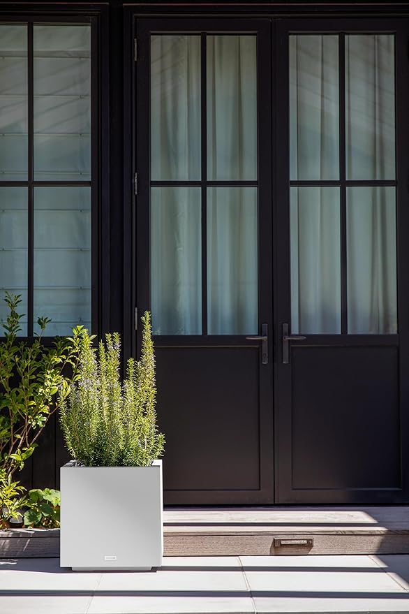 Veradek Block Series Cube Plastic Planter - Large Square Planter for Indoor or Outdoor Patio/Garden | Durable All-Weather Use with Drainage Holes | Modern Décor for Tall Plants, Trees, Flowers