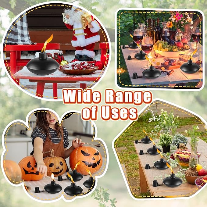 ZSZMFH 4 Pack Metal Table Top Torches,18 oz Citronella Torches for Outside， Refillable Citronella Flame Light Torch with Wicks and Covers, Landscape Lanterns Torches for Party, Garden Decor，DIY
