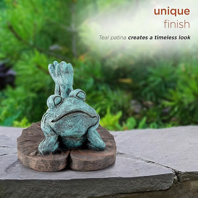 Alpine Corporation 9" Tall Indoor/Outdoor Sunbathing Frog Garden Statue Decoration, Multicolor
