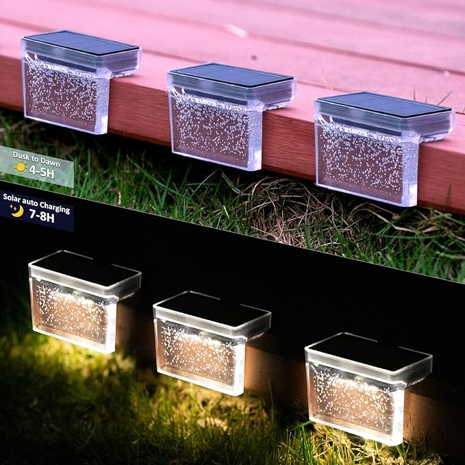 Solar Deck Lights Outdoor 10Pack LED Step Fence Patio Wall Lights Garden Pathway Decoration Lighting (Warm White)