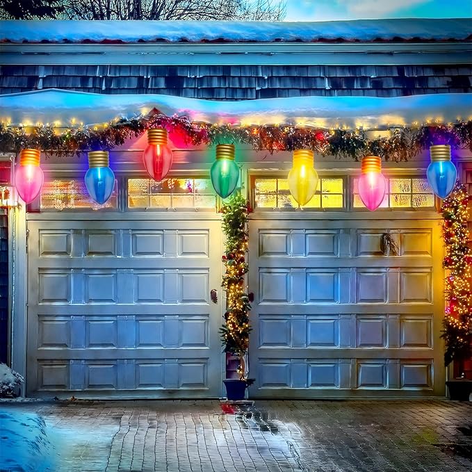 Jumbo Christmas Lights 16FT C9 Outdoor Christmas Decorations Hanging Lights with 10 5'' LED Giant C9 Multicolor Bulbs, Connectable Vintage Christmas Lights for Holiday Home Tree Roof Yard Garden Lawn