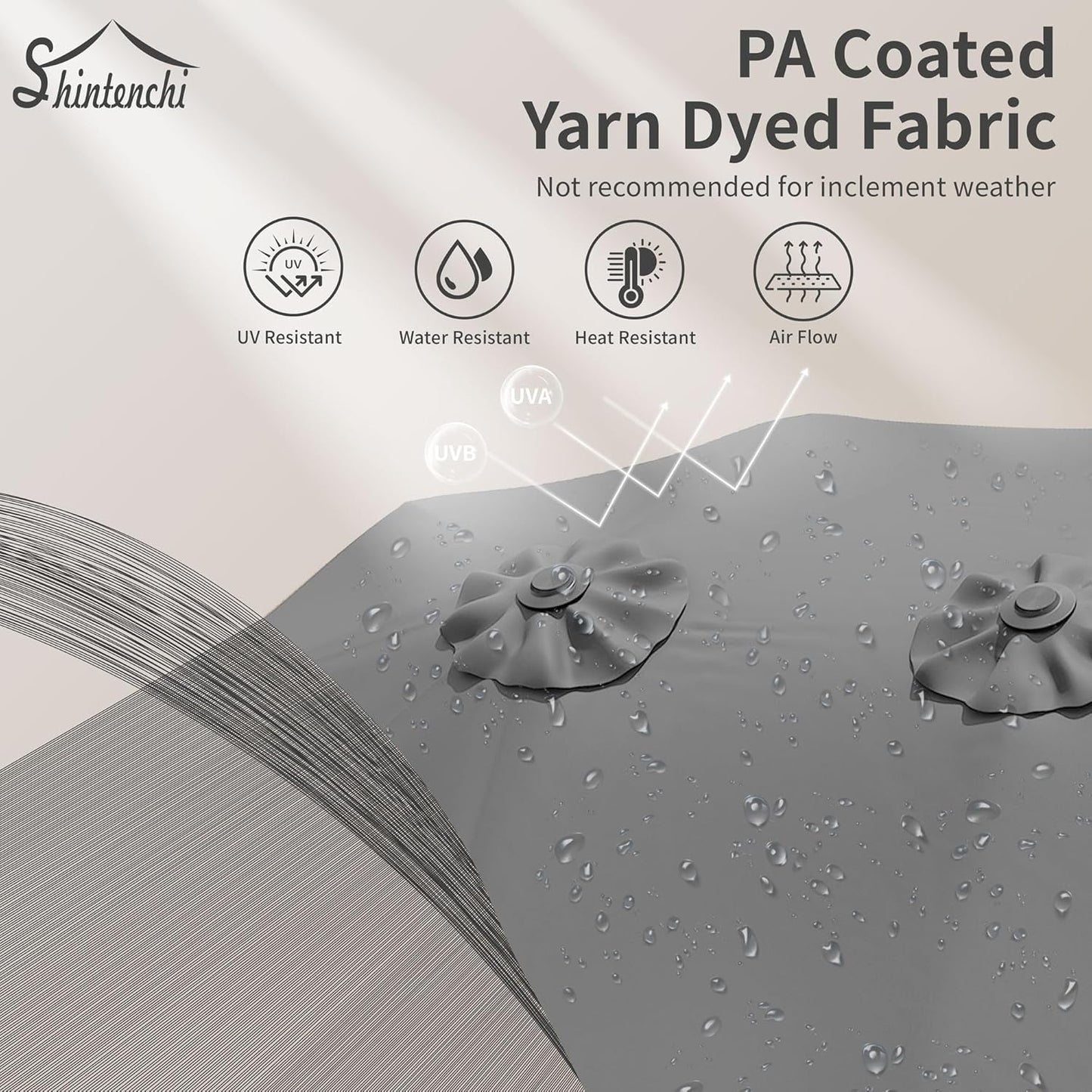 Shintenchi 16FT Large Patio Umbrella with Base, Outdoor Double-Sided Rectangular Umbrella, Market Umbrella with Crank Handle for Poolside Lawn Garden, Gray