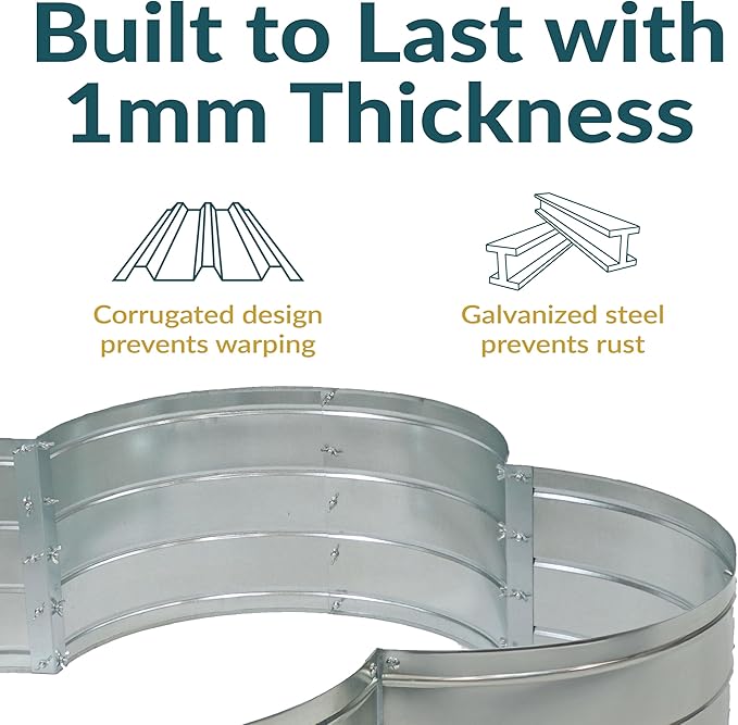 Sunnydaze Galvanized Raised Garden Bed - Metal Raised Bed for Gardening - Outdoor Planter Box for Flowers, Plants, and Vegetables - Silver - 12” H Clover