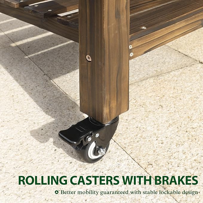 MUPATER 4x2FT Raised Garden Bed, Planter Box with Four Wheels and Legs for Herbs and Vegetables, Elevated Garden Bed with Drainage Holes for Outdoor Indoor, Rustic