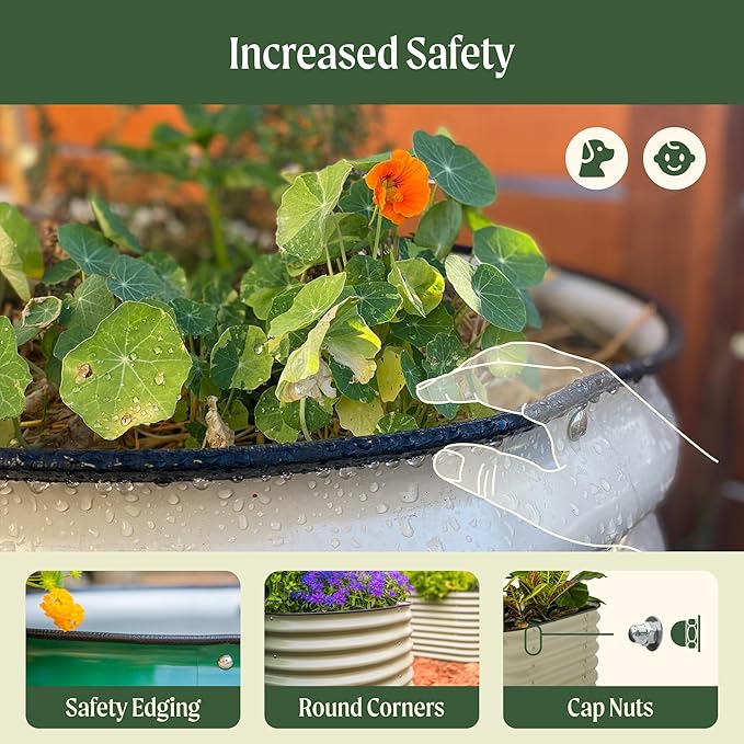 Vego garden Raised Garden Bed Kit, 17" Tall 10 in 1 Modular Metal Planter Box for Vegetables, Flowers, Herbs, Pearl White