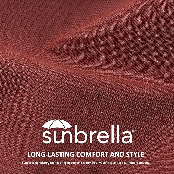 Sunbrella Round Corner Seat Cushions, 17" x 16" x 2", Set of 4, Indoor Outdoor Water Repellent Universal Chair Pads with Ties for Patio Furniture, Garden Dining Chairs, Spectrum Brick