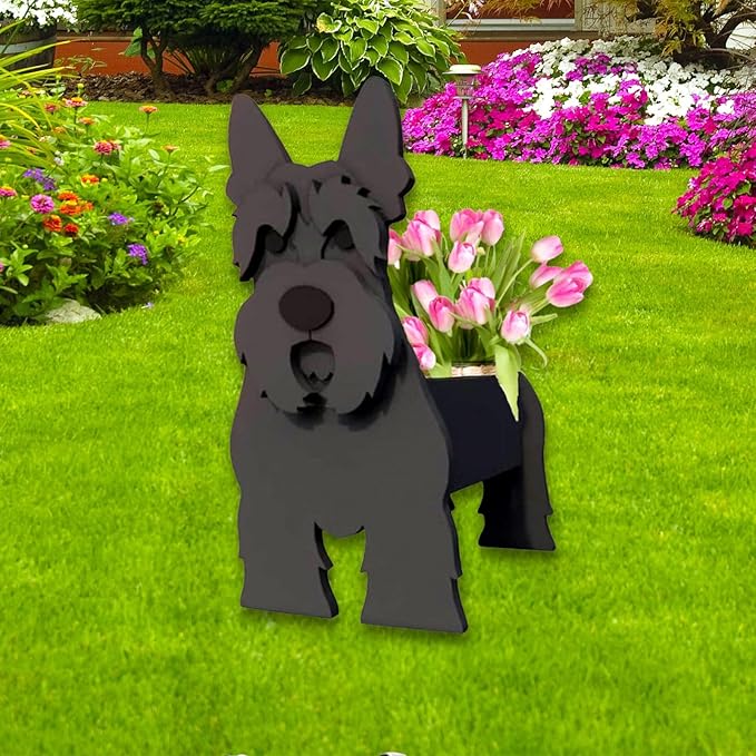 Scottish Terrier Dog Planter Plant Pots,Cute Garden Dog Flower Planter,Dog Planters Birthday Gifts for Women,Office,Indoor/Outdoor Decor（9.45 * 6.61 * 13.39in）