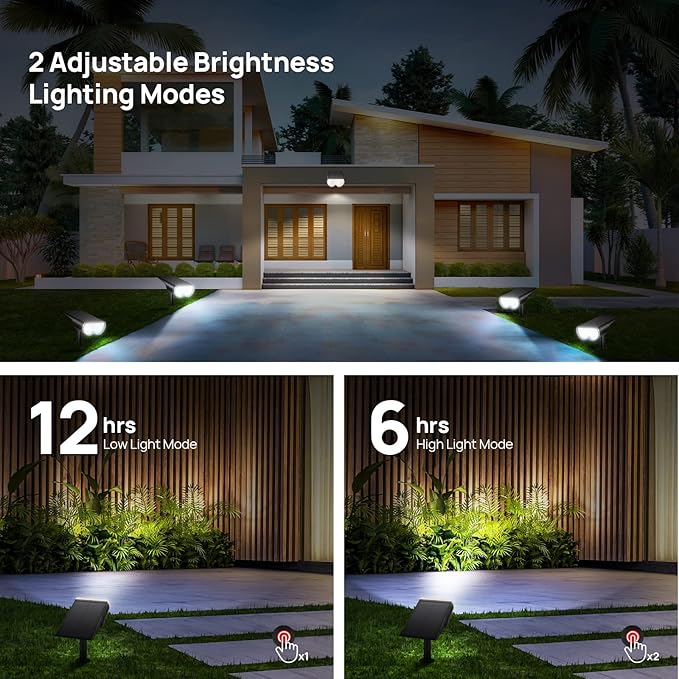 Solar Spot Lights Outdoor, Consciot 16 LEDs IP67 Waterproof Solar Outdoor Lights, Auto On/Off Solar Landscape Spotlights, 2-in-1 Adjustable Wall Lights for Garden Yard Pathway, 4 Pack (Cool White)