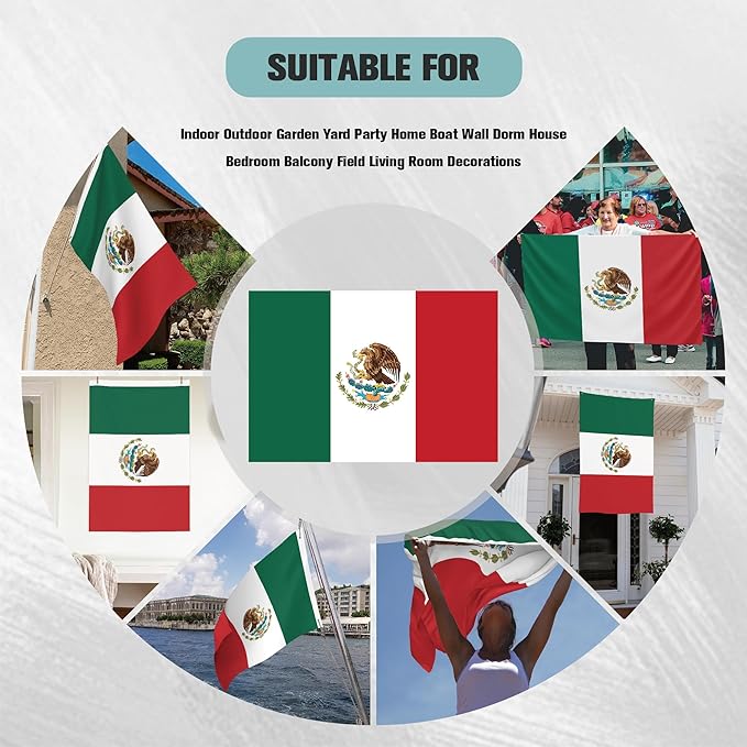 Mexico Mexican Michoacan Flag Garden Yard House 2x3 ft Flags Double Sided Print Banner Indoor Outdoor Party Home Decorations for Boat Dorm House Balcony