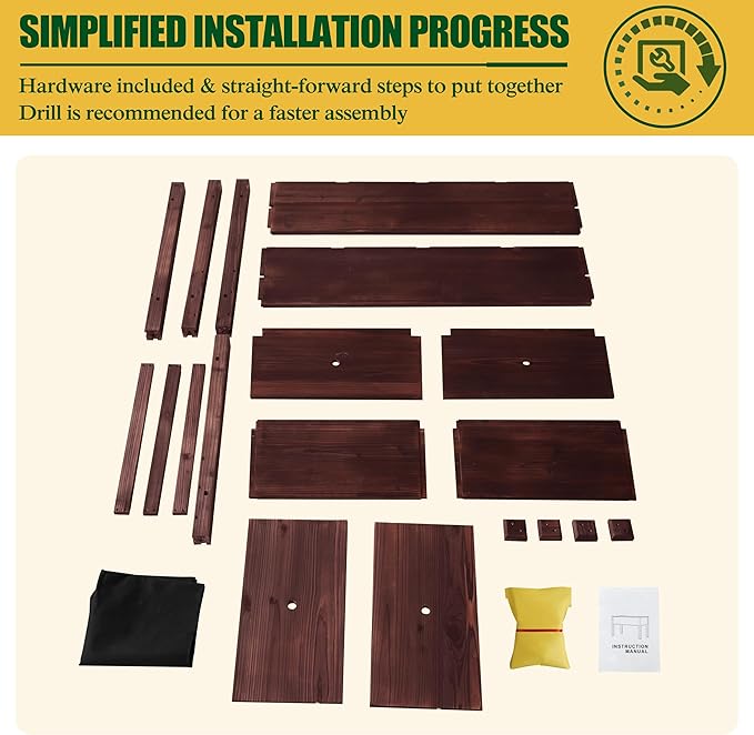 MUPATER 4' x 2' Raised Garden Bed, Raised Garden Bed with Four Legs & Elevated Planter Box and Drainage Holes for Herbs and Vegetables, Outdoor and Indoor, Rustic