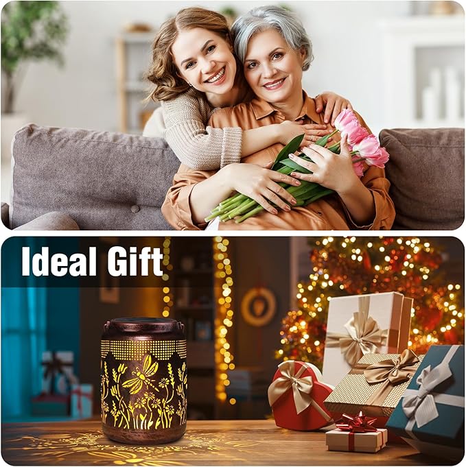 pearlstar Solar Lanterns Outdoor Waterproof Hanging Solar Lights Metal Butterfly Gifts for Women Mom Grandma Decor for Garden Yard Patio Balcony Path