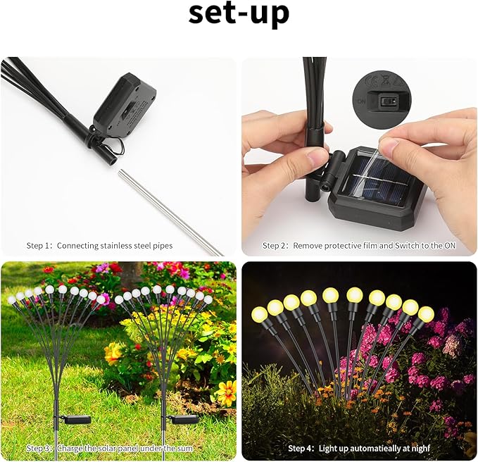 Solar Lights Outdoor (4 Pack-40 LEDs)，Waterproof Garden Fairy Swaying Firefly Lights ，Gifts for Outdoor Decorations，Suitable for Patio, terraces, lawns and Paths