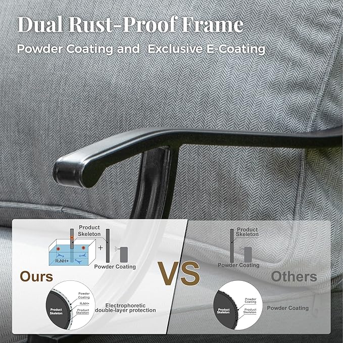 Patio Furniture Set with Fire Pit Table, 5 Pcs Metal Outdoor Conversation Set, 4 Rocking Chairs with 5.75" Extra Thick Cushion and 28" Fire Pit Table for Backyard Deck, Grey