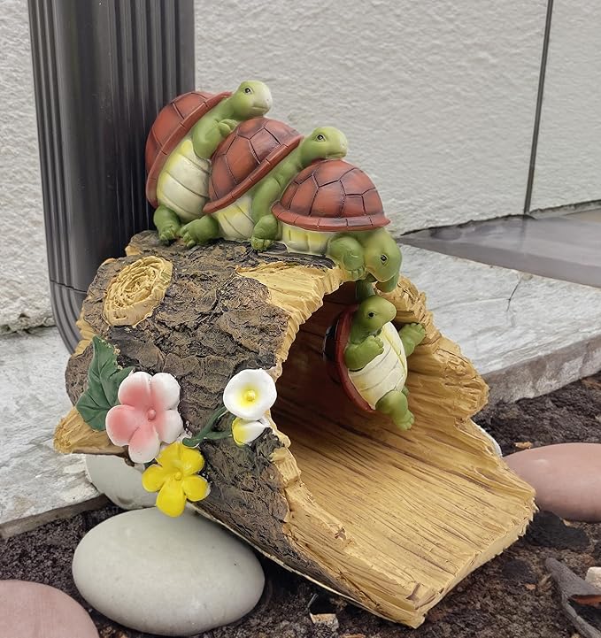 Funny Turtle Gutter Downspout Extender Statue, Garden Ornament, Decorative Gutter Extension Downspout, Perfect Rain Diverter for 3"x4" Downspouts, Eco-Friendly Resin, Outdoor Decor Gift (8 In)