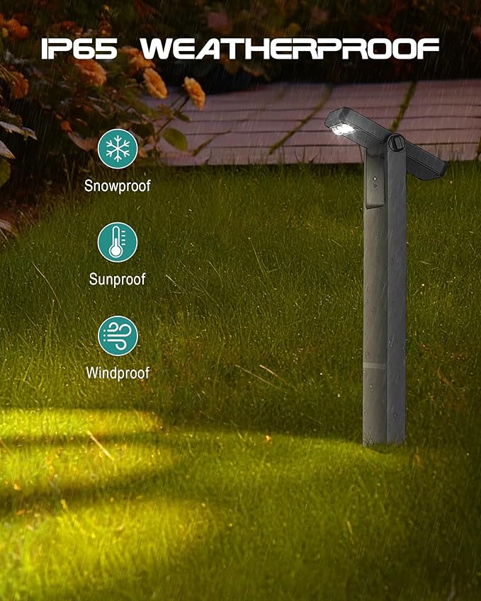 6 Pack Solar Pathway Lights Outdoor, 3 Color Temperature Path Lights Solar Powered, 360 Degree Adjustable, IP65 Weatherproof for Garden, Lawn & Driveway Decor, YL4079-6