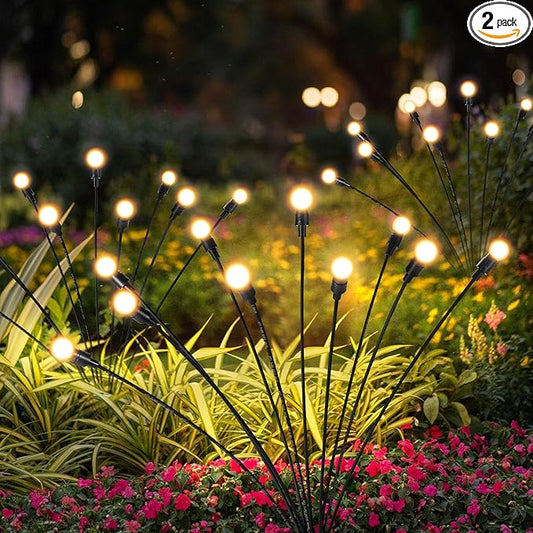Solar Lights Outdoor Decoration, Waterproof Xmas Outdoor Lights Decor for Yard, Patio, Garden, and Front Porch, 20 LEDs Swing with The Wind (2 Pack, Warm White)