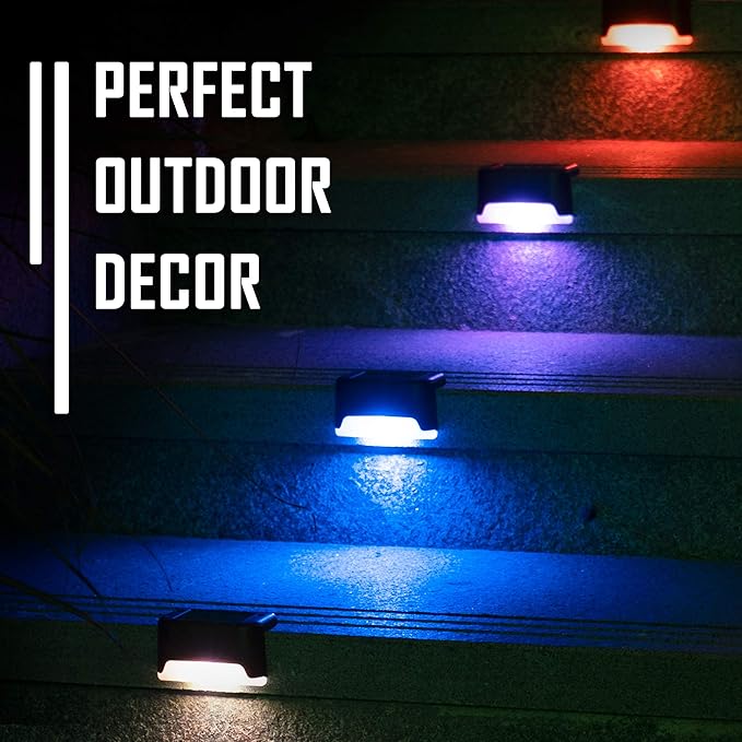 SOLPEX Color Changing Solar Deck Lights, 16 Pack Waterproof LED Lights for Decks,Stairs,Fences,Yards and Patios