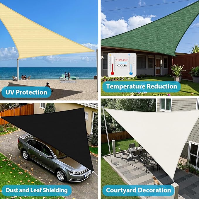 Amagenix Sun Shade Sail 9'X12'X15' Curved Edge Outdoor Shade Canopy Turquoise Mixed Breathable 95% UV Block Shade Cloth for Patio Garden Backyard (We Make Custom Size)
