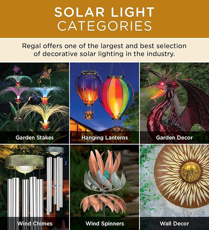 Regal Art & Gift Solar Stake Lights, Outdoor LED Powered Garden Stakes, Decorative Lawn Pathway Lights for Yard, Patio, and Garden – Waterproof Stake Light, Wolf