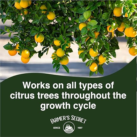 Farmer's Secret Citrus Tree Booster Fertilizer (32oz) - Super Concentrated - Formulated for All Citrus Trees Including All Types of Lemons, Limes, and Oranges - Outdoor and Indoor/Container Trees