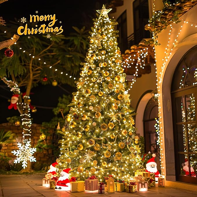 JMEXSUSS 272ft 800 LED Outdoor Christmas Lights, 8 Modes Warm White Christmas Tree Lights Green Wire, Waterproof Led Christmas String Lights for Outside Indoor Xmas Party Tree Decor